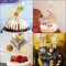 Cake Topper Decoration Set Acrylic Glitter Happy Birthday Cake Topper with Confetti Balloon Paper Fans Stars Firework Cupcake Toppers for Gold Theme Decor Girl Women Birthday Party Supplies (Gold)